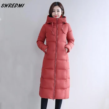 SWREDMI Kış Ceket Kadınlar Boy S-5XL Kapşonlu sıcak tutan kaban Kış Ceket Kadınlar X-Uzun Kadın Kalın Pamuk kapitone ceket Ceket