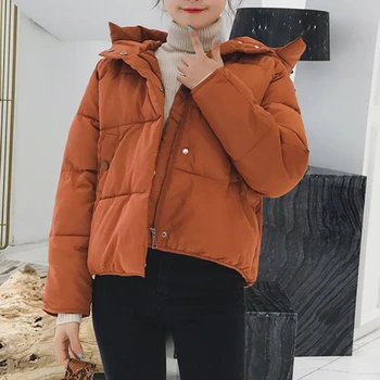 Kadınlar Sıcak Katı Kalın Aşağı Ceket Pamuk Yastıklı Kış Kapşonlu Parkas Kadın Mont Rahat Moda Öğrenci Gevşek Kar Dış Giyim Yeni