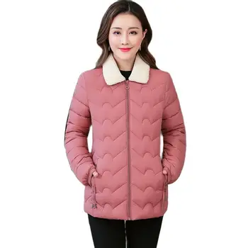 Kadın Kış Yün Yaka Yaka Büyük Cep Kısa Rüzgar Geçirmez sıcak tutan kaban balon ceket Pamuk Yastıklı Parkas Palto