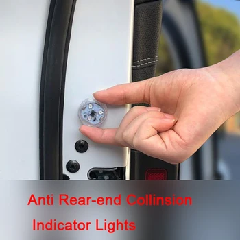 4 Adet / grup LED araba açılış kapı uyarı ışığı LED Strobe yanıp sönen İndüksiyon Sinyal lambası Anti arka uç Collinsion gösterge ışıkları