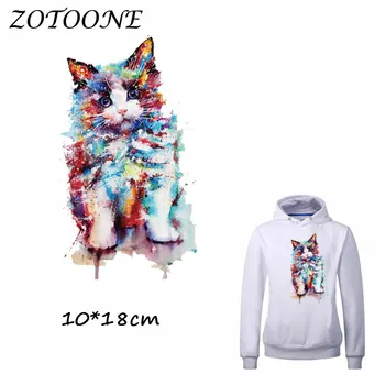 ZOTOONE Renkli kedi Yama giyim demir-On Konfeksiyon ısı transferi yıkanabilir rozeti Dıy aksesuar T Shirt Deco Aplike Yamalar