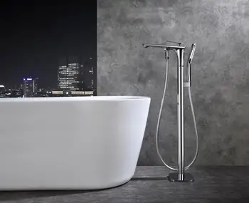 Yeni En kaliteli banyo küveti musluk Zemin ayakta küvet duş musluk Gömülü kutu ile Soğuk sıcak su krom kaplama