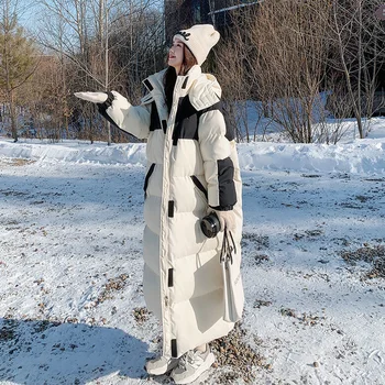 Kış Ceket kadın Versiyonu Ekleme Moda Gevşek Sıcak Aşağı Pamuk Ceket Uzun Diz Boyu Kış Giysileri Kadın kışlık ceketler