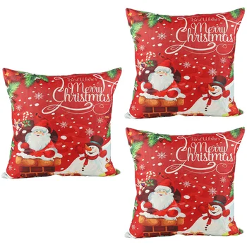 3 adet Güzel Keten Şık Şık Zarif Noel Yastık Noel Elemanları Yastık Kanepe Yastık Kahve Dükkanı için Kanepe