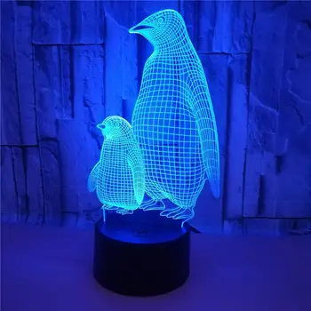 Uzaktan Kumanda USB 7 Renk Şarj 3d Illusion LED Gece Lambası Penguen Hayvan Masa Lambası Bebek Uyku Aydınlatma Çocuk Arkadaşlar Hediye