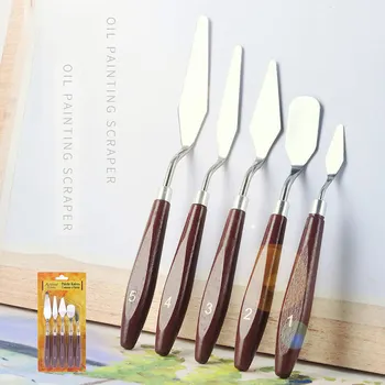 5 adet Boyama Karıştırma Kazıyıcı Paslanmaz Çelik Spatula palet bıçağı Yağlıboya Aksesuarları Renk Karıştırma Sanat Araçları