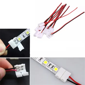 10 adet / takım PCB Kablosu 2 Pin LED Şerit Konnektörler 3528/5050 8m / 10mm Genişlik PCB Şerit Tek Renk Adaptörü