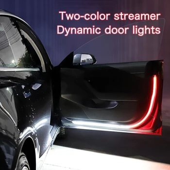 Araba kapı dekorasyon karşılama ışık şeritleri elektronik flaş ışıkları güvenlik 12V 120cm LED açılış uyarı led'i ortam şerit lamba otomatik