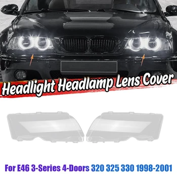 1 Çift BMW E46 3 Serisi 4 Kapılı 320 325 330 1998-2001 Araba far camı Kapağı lamba gölge lensi Kafa lamba muhafazası Kapak