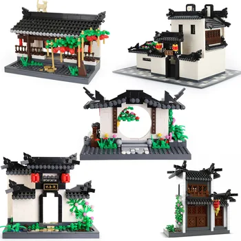 Ünlü Çin Klasik Huizhou Mimari Yapı Taşı Çin Hui Tarzı Yapı Tuğla oyuncak Koleksiyonu Araya Modeli
