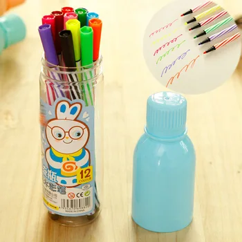 12 Renk Yüksek Kaliteli Boyama Sanat Suluboya Kalem Çocuk Grafiti Kalem Öğrenci Kırtasiye Okul Ofis Malzemeleri İşaretleyiciler Kalemler