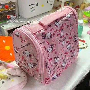 Sanrio Kozmetik Çantası Hello Kitty Karikatür Büyük Kapasiteli Kozmetik Çantası Su Geçirmez Seyahat Taşınabilir El Yıkama saklama çantası