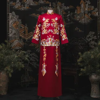 2022 yeni erkek giyim çin damat düğün elbisesi erkek kızartma elbise antik düğün hanfu elbise g103