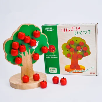 [Komik] DIY Ahşap Manyetik elma ağacı blokları modeli Ahşap fantezi erken eğitim oyuncaklar bebek öğrenmek ve Büyümek matematik oyuncak en iyi hediye