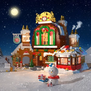 1481 adet Kış Köy Noel Zencefilli Ev Kardan Adam Dekorasyon Süsler Mikro Yapı Taşları Tuğla Oyuncaklar Hediyeler