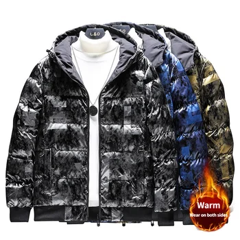 Kış Yeni Erkek Parlak Sıçrama Mürekkep Pamuk-Yastıklı Ceket Kalınlaşmış Eğlence Sıcak Ceket Erkek Giyim Giyim her iki tarafta