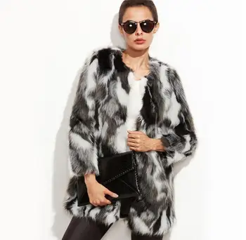 Abrigo Mujer S / 9Xl Kadın Rahat Sonbahar Kış Sahte Kürk Paltolar Büyük Boy Kadın Mixd Renk Taklit Kürk Yıpratır J3246