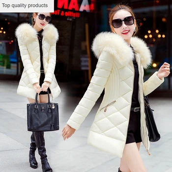 2020 Kore Kış Son Moda Bayanlar sıcak tutan kaban Kalın Pamuklu Ördek Aşağı Ceket Kapşonlu Kürk Yaka Büyük Metre Öğrenciler G0560