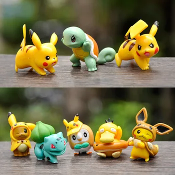 8 Adet / torba Yeni Mini Action Figure Seti Bebek Süsleri Sevimli Anime Bulbasaur Squirtle Psyduck Pikachu Model Oyuncaklar Çocuklar için