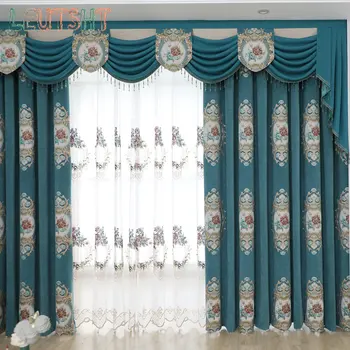 Avrupa Perdeleri oturma yemek odası yatak odası ışık lüks High-end Şönil Jakarlı valance Perdeler pencere tül özel