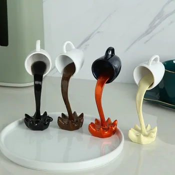 Reçine Üç Boyutlu Kahve Fincanı Dekorasyon Sanat Asma Kahve Fincanı Ayakta Kupa Süslemeleri Ev için Reçine Takılar