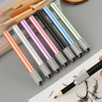 7 adet Renkli Metal Kalem Genişletici Kalem Koruma Yazma Aracı Genişletici Ayarlanabilir Tutucu Kroki Öğrenci Çocuk Yazma Aracı