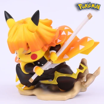 Pokemon Orijinal Tomy iblis avcısı Pikachu şekilli kalıp Bebek Oyuncak Pokemon Pikachu Koleksiyonu Cospla Anime Modeli doğum günü hediyesi