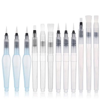 Su Renk Fırça Kalem Seti 12 Adet Su Boya Fırçaları Doldurulabilir suluboya fırçası Kalemler Öğrenci, Parti, Zanaat (12 Adet)