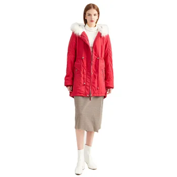 Kış pamuk ceket kadın kırmızı artı kadife kalın sıcak kürk kapşonlu parkas 2020 bahar yeni siyah haki gevşek uzun polar ceket JD765