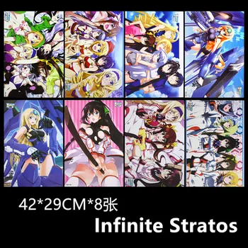 8 adet / grup Anime Sonsuz Stratos Kabartmalı posterler Oyuncak 2 Shinonono Houki Posteri Cecilia Alcott sticker hediyeler için Boyutu 42x29CM