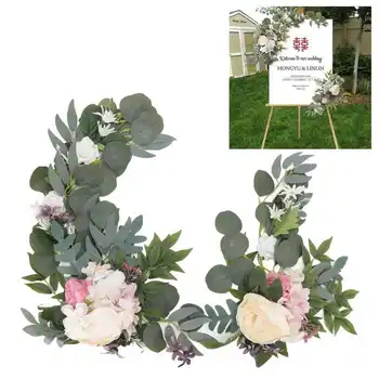 2 Adet Asılı Çiçekler Swag ABS Yapay Dekoratif Kemer Çiçekler Bandaj ile Düğün Tatil için DIY Dekorasyon