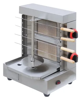 sıcak satış gazlı mangal shawarma makinesi şiş paslanmaz çelik gaz dikey rotisserie broiler mini gaz barbekü kebap makinesi
