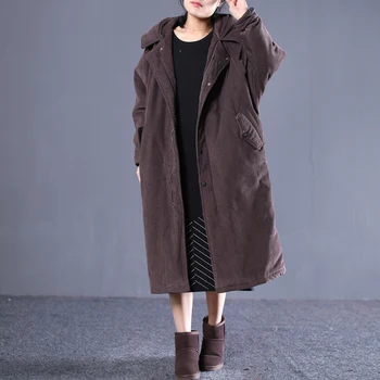 Vintage Coat Sonbahar Kış Boy Parka Uzun Pamuk Astar Kadın Ceket Manteau Femme 7709 YY1552