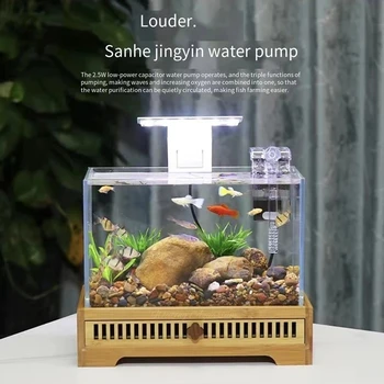 Weiting-Mini acuario pequeño para peces, sala de estar, oficina, escritorio, creativo, Paisaje en miniatura, ecológico, broncead